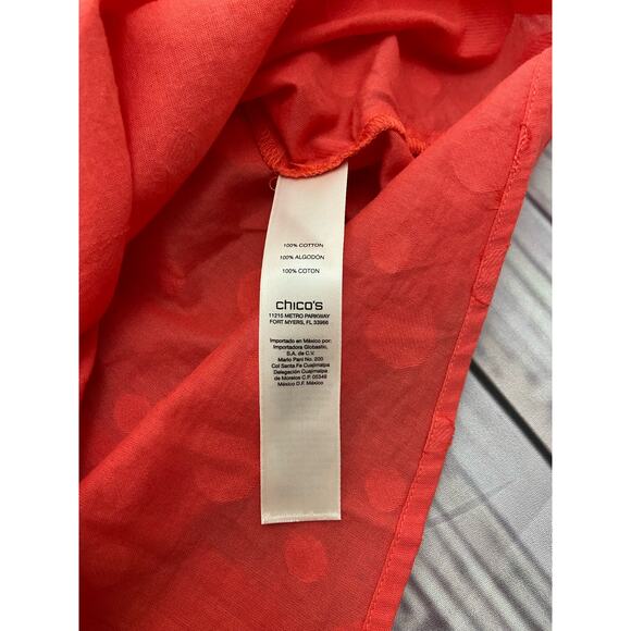 Chicos 0 Button Down Shirt Womens S Texture Dot Long Sleeve Collar Cotton - Picture 10 of 13